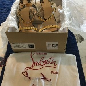 Christian Louboutin Pyraclou 110 Toile Bengale Leopard Platform Wedge Sandals